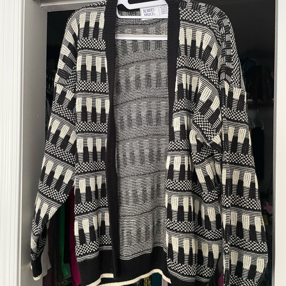 Vintage Robert Bruce Black and Cream Cardigan